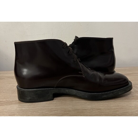 Triver Flight Dark Brown Leather Lace Up Ankle Boots Men’s Size 42 Shoes - Picture 3 of 10